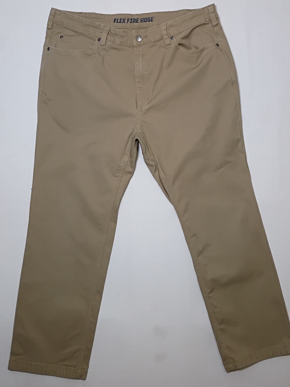 Duluth Mens Flex Firehose Relaxed Fit 5 Pocket Work Pants 40X30 Beige 62752C